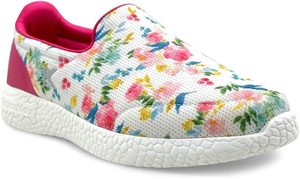 KazarMax Women White Floral Casual Confort Walking Sneaker Shoes