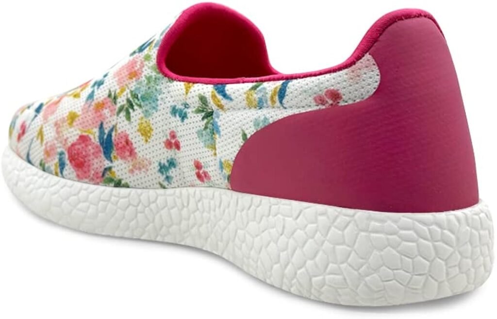 KazarMax Women White Floral Casual Confort Walking Sneaker Shoes