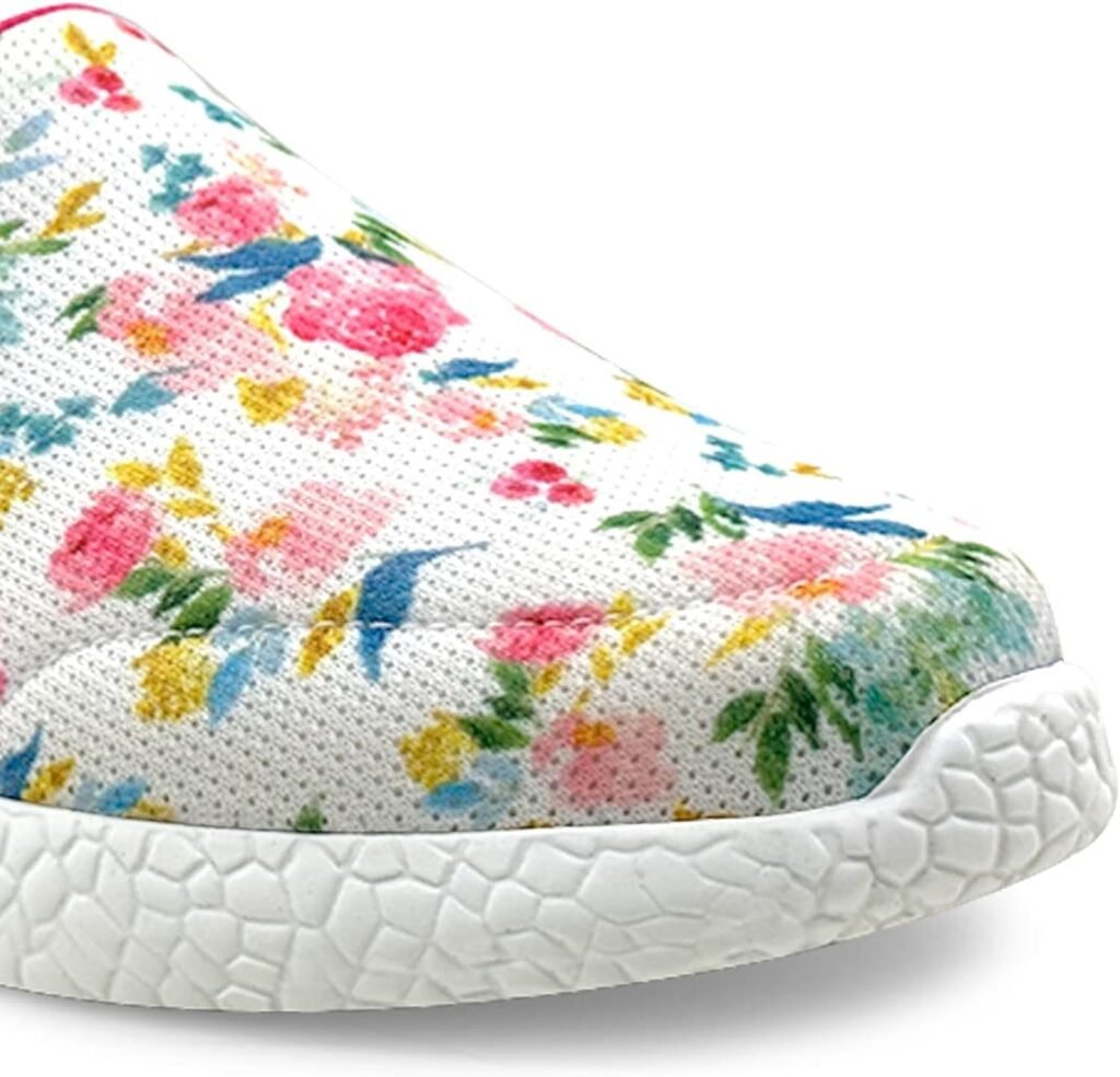 KazarMax Women White Floral Casual Confort Walking Sneaker Shoes