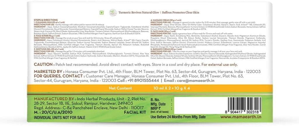 Mamaearth Ubtan Facial Kit with Turmeric  Saffron for Glowing Skin - 60 g