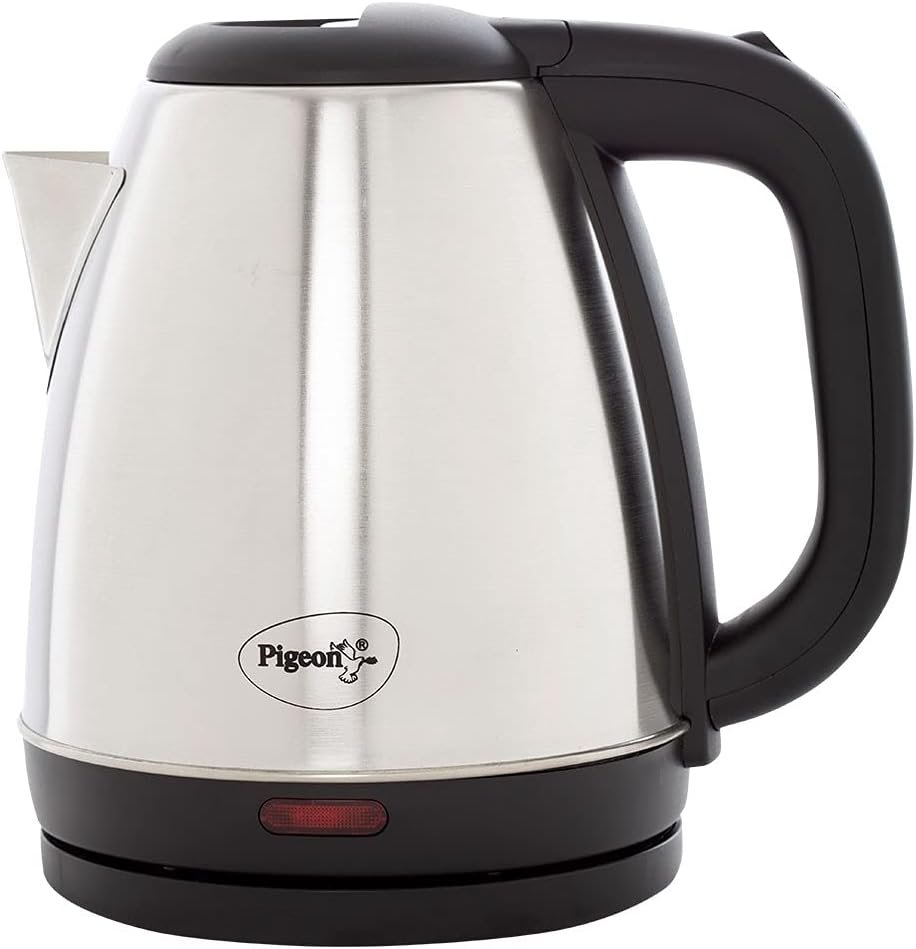 Pigeon by Stovekraft Amaze Plus Electric Kettle (14289) with Stainless Steel Body, 1.5 litre, used for boiling Water, making tea and coffee, instant noodles, soup etc. 1500 Watt (Silver)