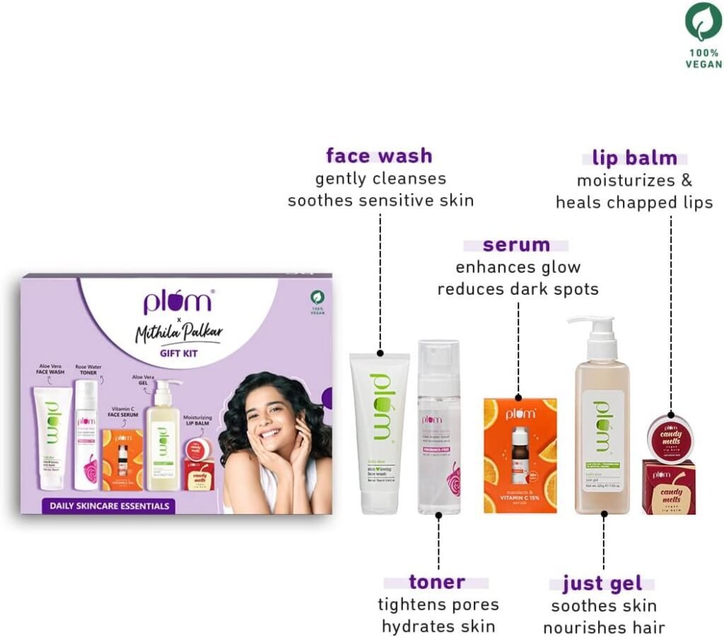 Plum Daily Skincare Essentials | Mithila Palkar Gift Kit| For Nourished  Glowing Skin | All Skin Types | 100% Vegan | Valentines Day Gift