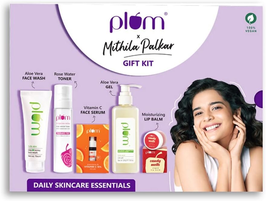 Plum Daily Skincare Essentials | Mithila Palkar Gift Kit| For Nourished  Glowing Skin | All Skin Types | 100% Vegan | Valentines Day Gift