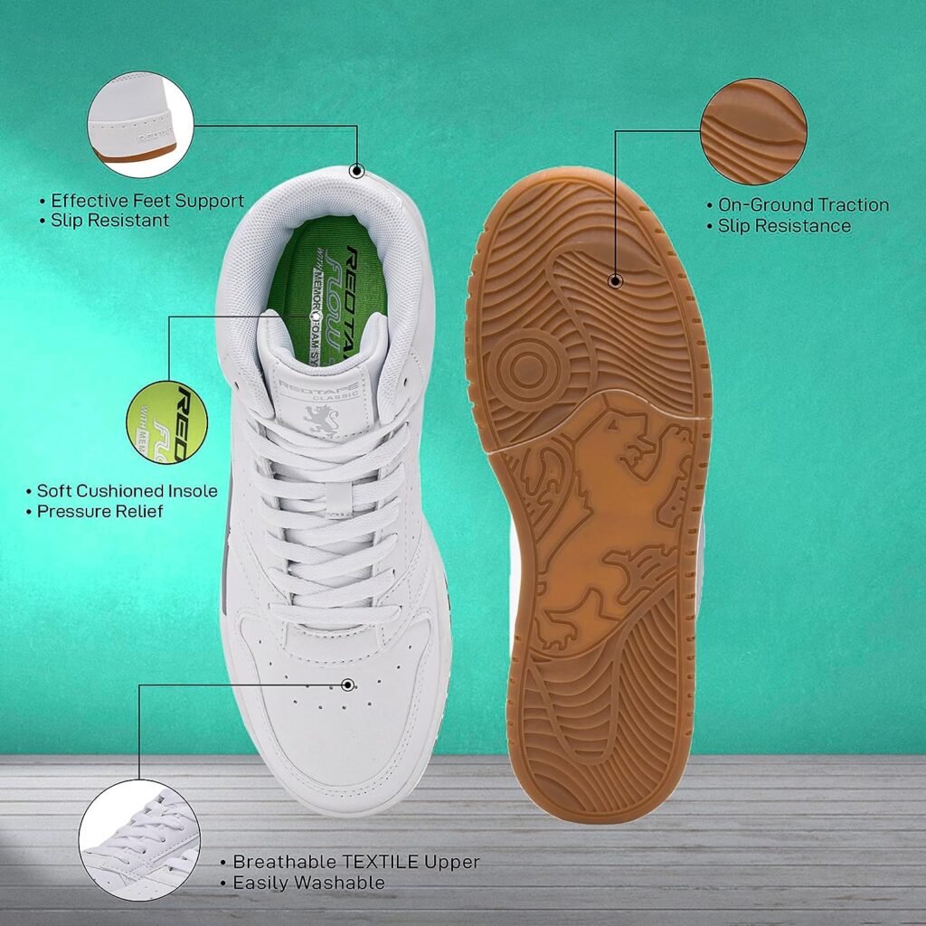 Red Tape Sneaker Casual Shoes for Men | Soft Cushioned Insole, Slip-Resistance, Dynamic Feet Support, Arch Support  Shock Absorption