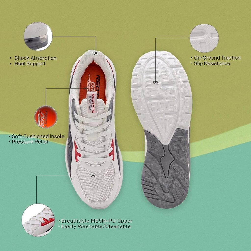 Red Tape Sneaker Casual Shoes for Men | Soft Cushioned Insole, Slip-Resistance, Dynamic Feet Support, Arch Support  Shock Absorption