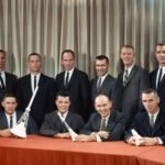 Group 3 astronauts pose following their introduction during the Oct. 17, 1963, press conference