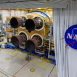 These photos and videos show how technicians at NASA’s Michoud Assembly Facility in New Orleans installed the third and fourth RS-25 engines onto the core stage for the agency’s SLS (Space Launch System) rocket that will help power NASA’s first crewed Artemis mission to the Moon. Technicians added the first engine to the SLS core stage Sept. 11. The second engine was installed onto the stage Sept. 15 with the third and fourth engines following Sept. 19 and Sept. 20. Engineers consider the engines to be “soft” mated to the rocket stage. Technicians with NASA, Aerojet Rocketdyne, an L3Harris Technologies company and the RS-25 engines lead contractor, along with Boeing, the core stage lead contractor, will now focus efforts on the complex tax of fully securing the engines to the stage and integrating the propulsion and electrical systems within the structure. NASA is working to land the first woman and first person of color on the Moon under Artemis. SLS is part of NASA’s backbone for deep space exploration, along with Orion and the Gateway in orbit around the Moon. SLS is the only rocket that can send Orion, astronauts, and supplies to the Moon in a single mission.