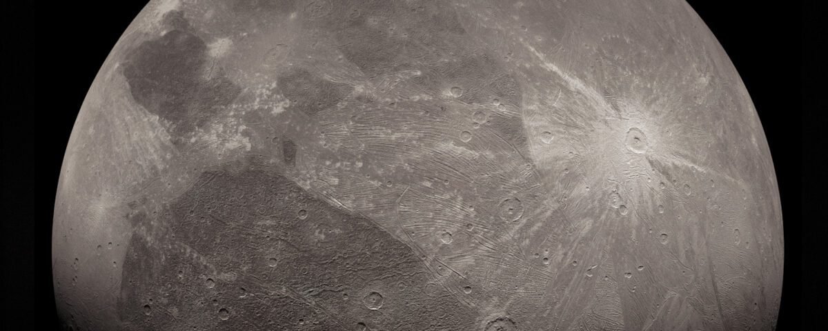 This enhanced image of the Jovian moon Ganymede was obtained by the JunoCam imager aboard NASA's Juno spacecraft during the mission's June 7, 2021, flyby of the icy moon on Juno's 34th pass close to Jupiter.