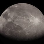 This enhanced image of the Jovian moon Ganymede was obtained by the JunoCam imager aboard NASA's Juno spacecraft during the mission's June 7, 2021, flyby of the icy moon on Juno's 34th pass close to Jupiter.